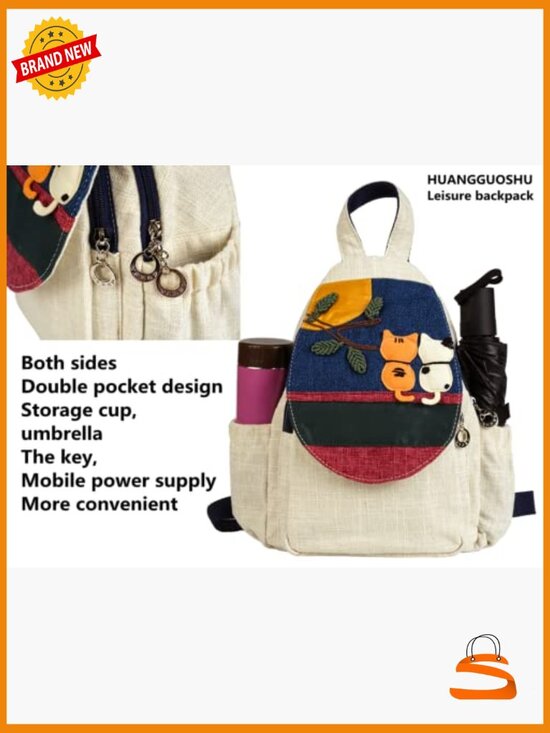 Bohemian Canvas Backpack Purse Adjustable Sling Bag Woven Tapestry Pattern main image 6